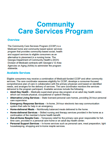 community care services program