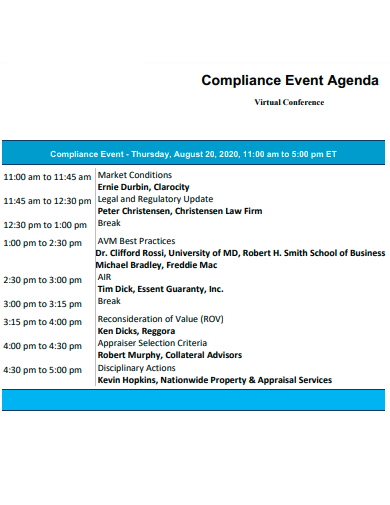 compliance event agenda