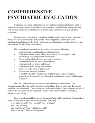 Editable Psychiatric Evaluation Form Template Pdf In Vrogue Co