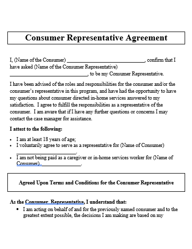 consumer representative agreement