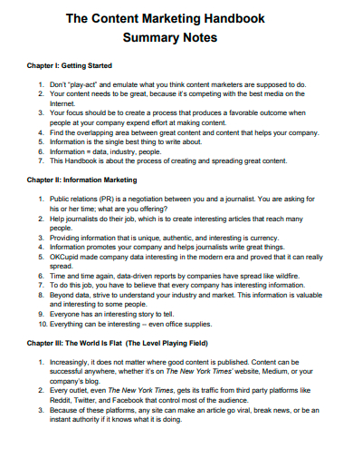 content marketing handbook summary notes
