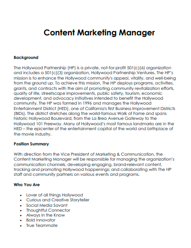 content marketing manager