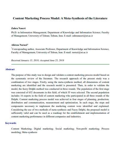 content marketing process model