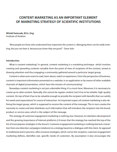 content marketing strategy of scientific institutions