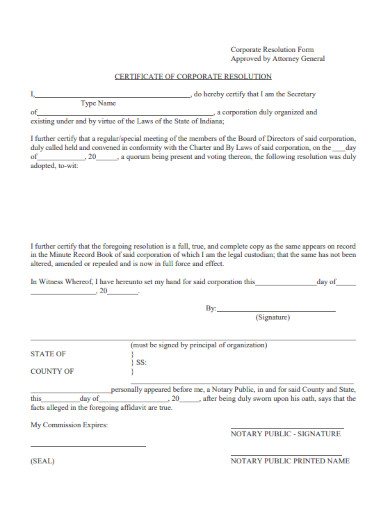 corporate resolution form 