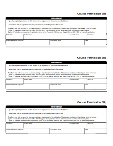 course permission slip