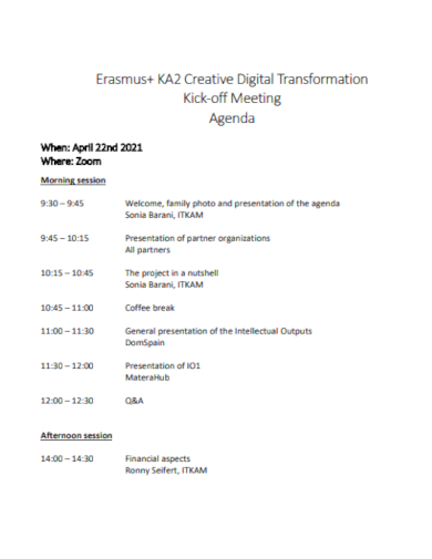 creative digital meeting agenda