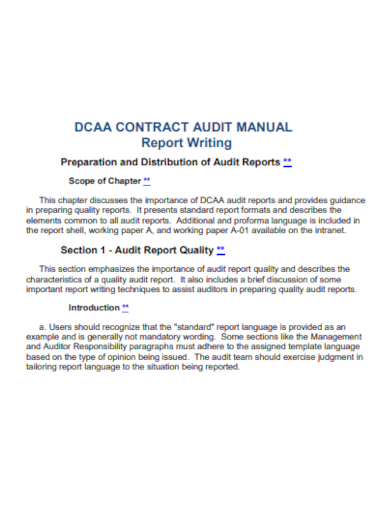 dcaa contract audit manual report