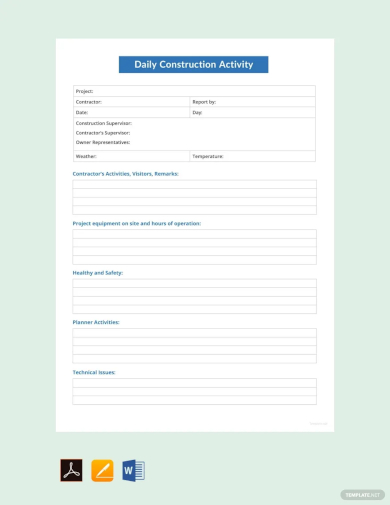 daily construction activity report template