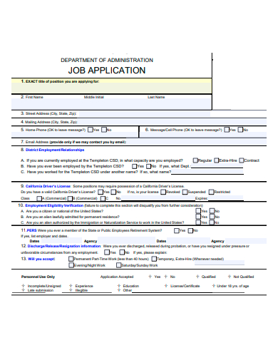 department of administration job application