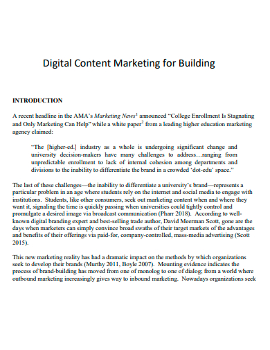digital content marketing for building