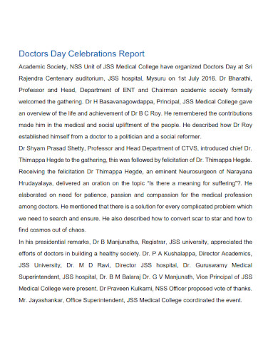 doctors day celebrations report