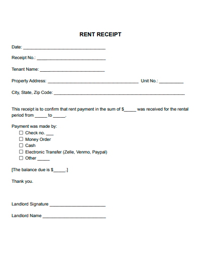 draft rent receipt