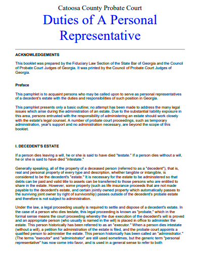 duties of personal representative