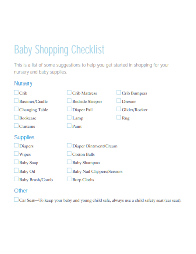 editable baby shopping check list
