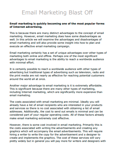 email marketing blast off