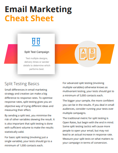 email marketing cheat sheet