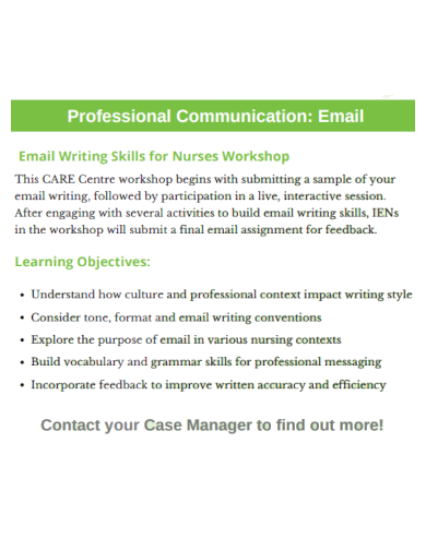 email writing skills for nurses workshop