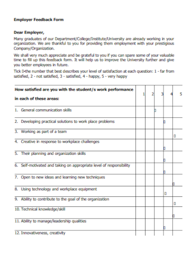 employer feedback form