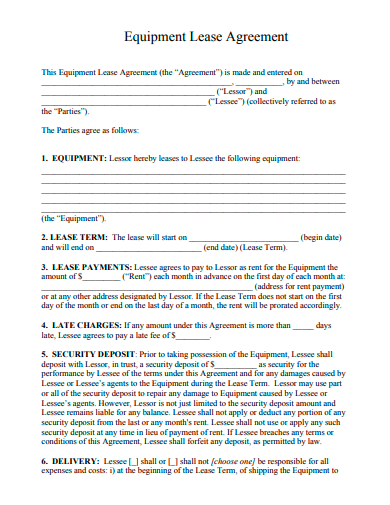 equipment lease agreement