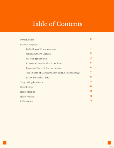 essay table of contents template