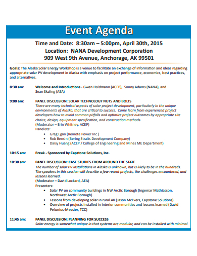 event agenda in pdf