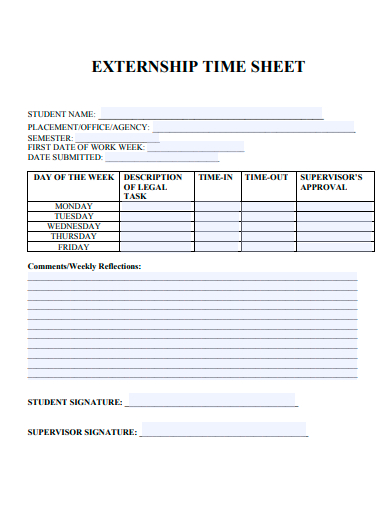 externship time sheet