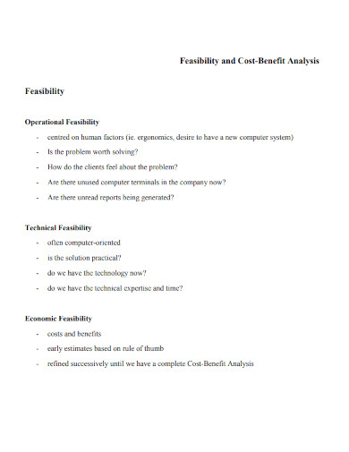 feasibility and cost benefit analysis