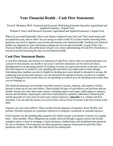 financial health cash flow statement