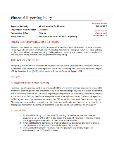 financial reporting policy