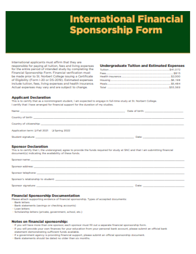 financial sponsorship form