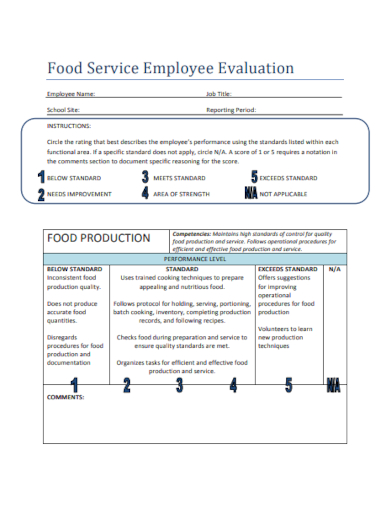 food service employee evaluations