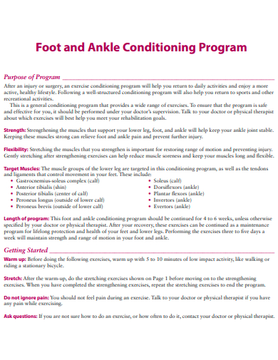 foot and ankle conditioning program