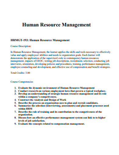 formal human resource management