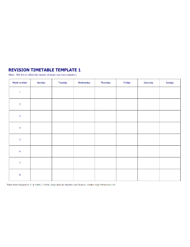 formal revision timetable