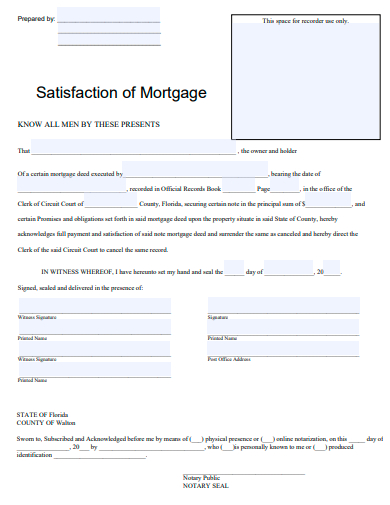 formal satisfaction of mortgage