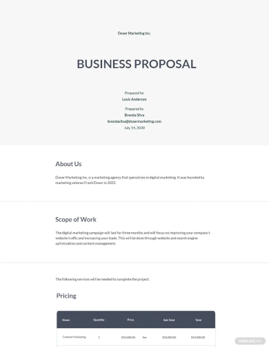 free agency business proposal template