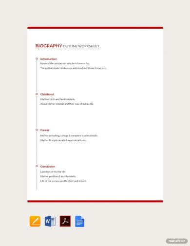 free biography outline worksheet template