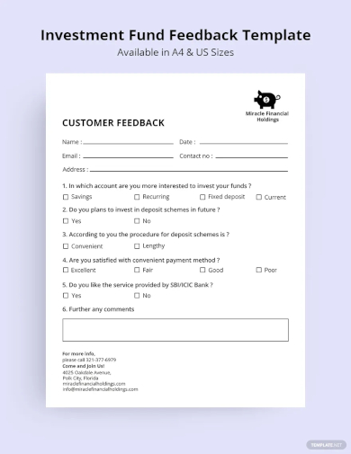 free investment fund feedback form template