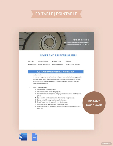 free project roles and responsibilities template