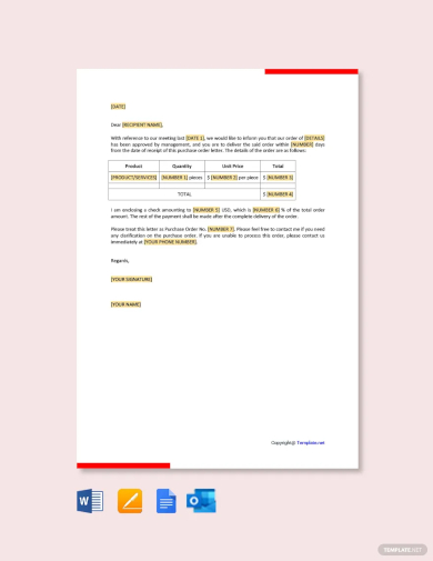 free purchase order letter template