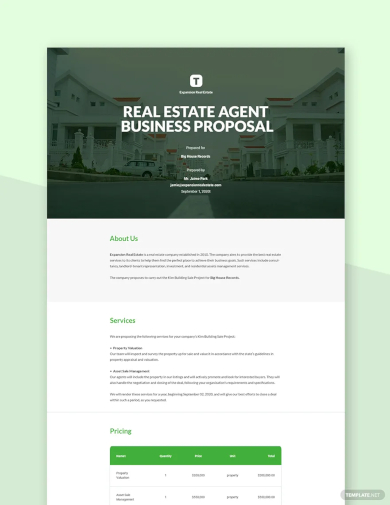 free real estate agent business proposal template