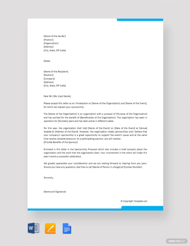 free solicitation letter for sponsorship template