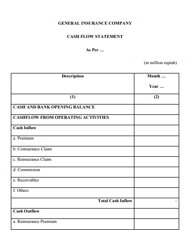 general insurance company cash flow statement