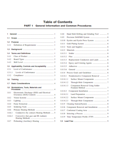 general table of content