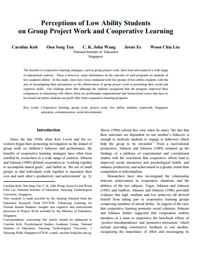 group project work and cooperative learning