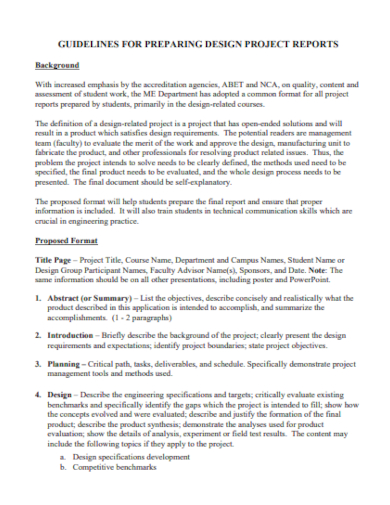 guidelines for design project work report