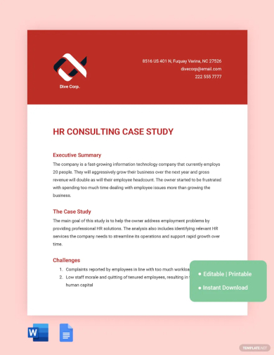 hr consulting case study template