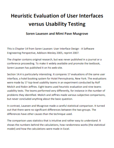heuristic evaluation of usability testing