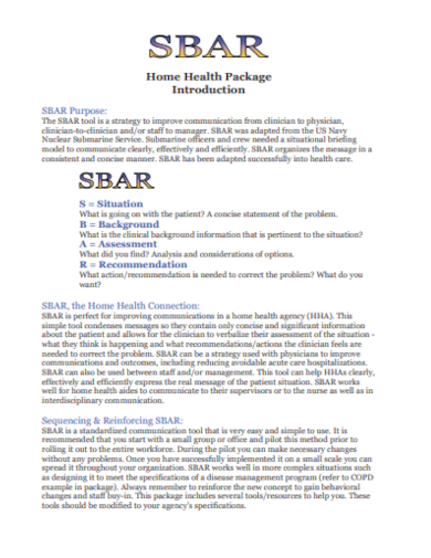 home health sbar